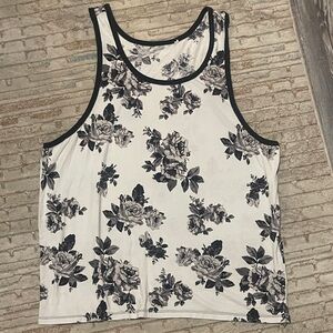 Floral Tank Top with Black Trim